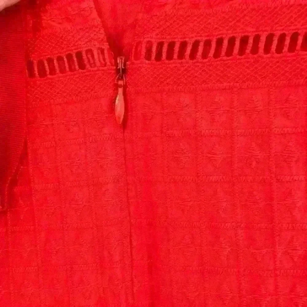 J Crew Flutter Sleeve Eyelet Shift 100% Cotton Dress Red‎ Size 2 Size Small